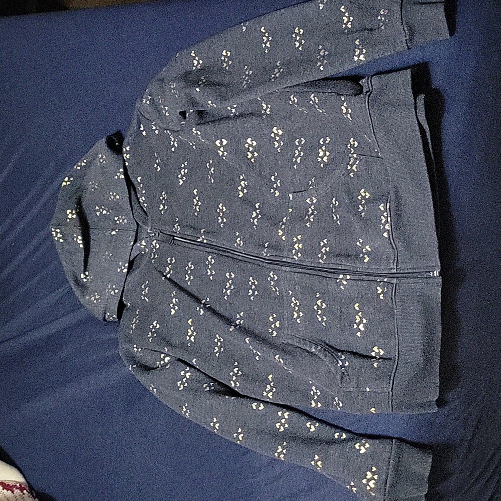 Black with gold hearts fleece zip up